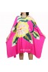 Ladies Beaches Clothes Flower Design Hand Painted Poncho Top Dress Hot Pink Colour 